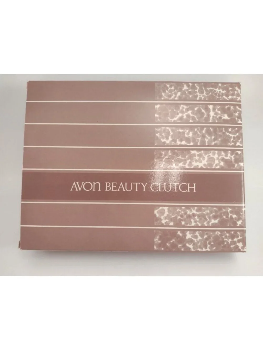NEW UNUSED Avon Beauty Black Zippered Clutch w/ Red Lining Shiny Vintage 1986